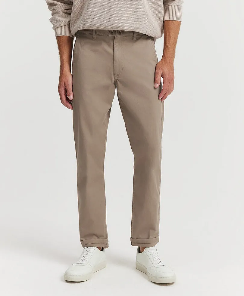 Beige Stretch Chino Pants