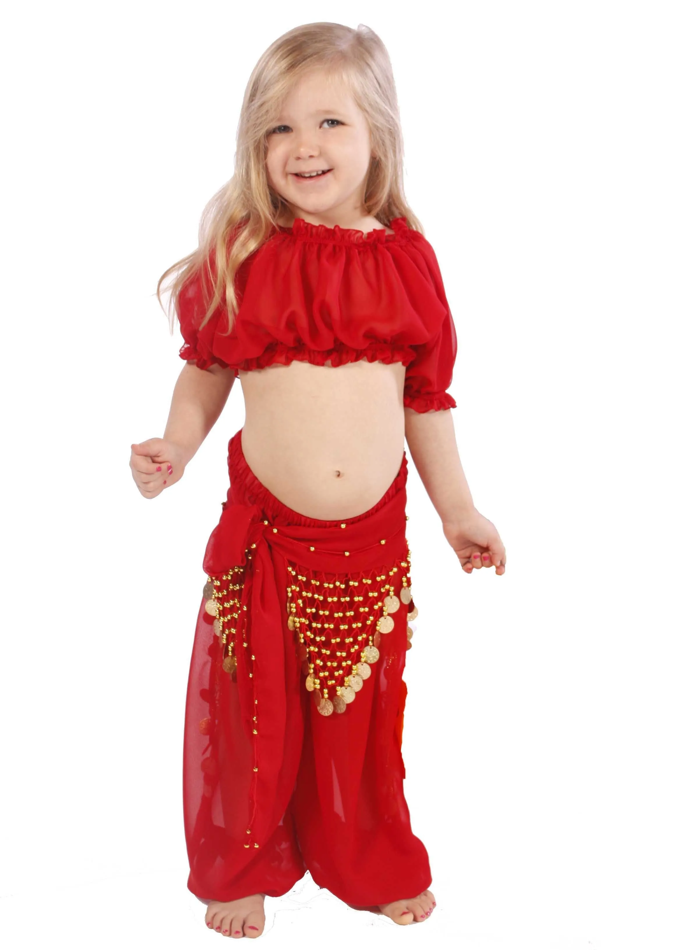 Belly Dance Kid's Chiffon Top, Pants, & Hip Scarf Halloween Costume Set | BELLY BABIES