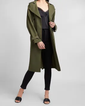 Belted Double Breasted Trench Coat in Olive Green