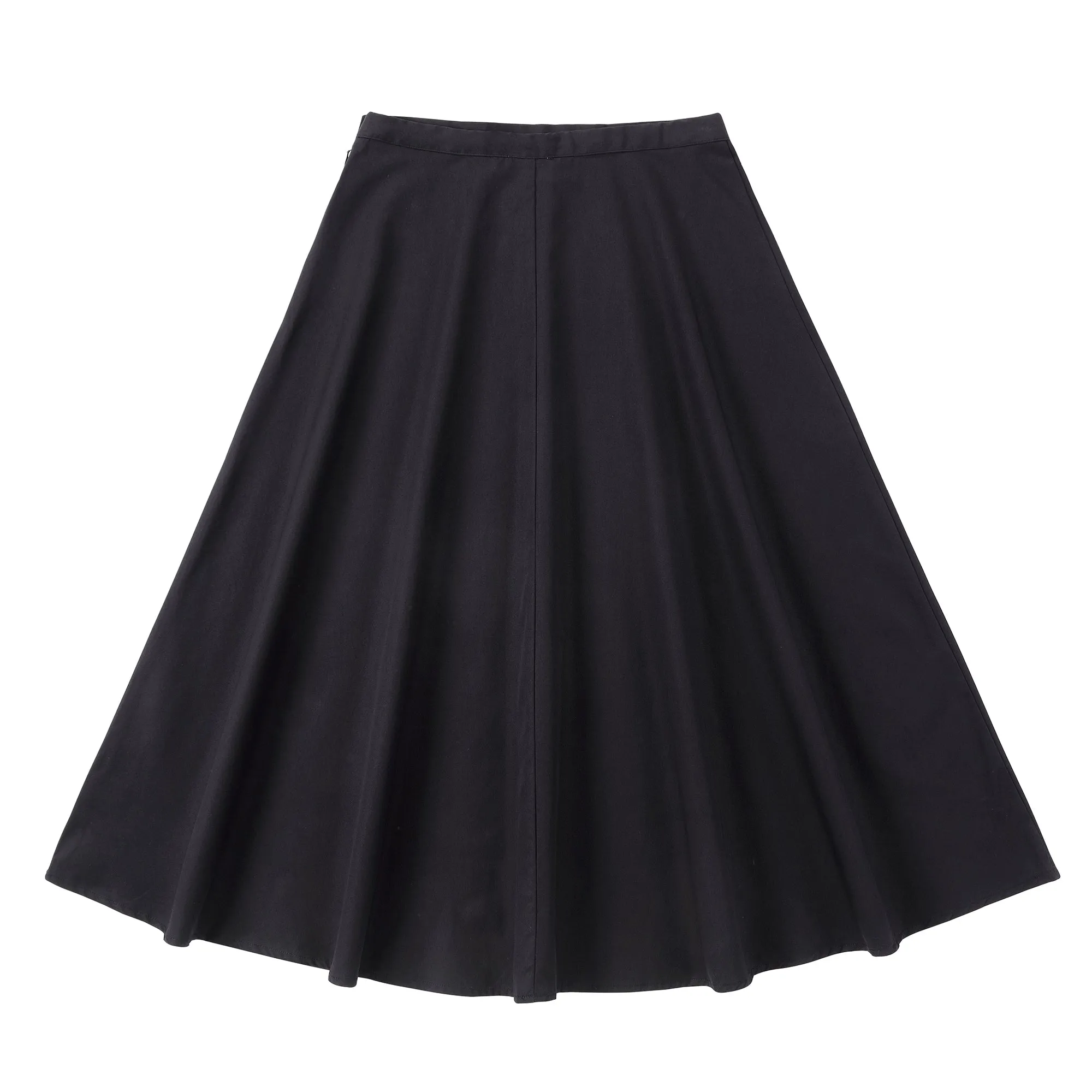 Black Cotton Maxi A-Line Skirt