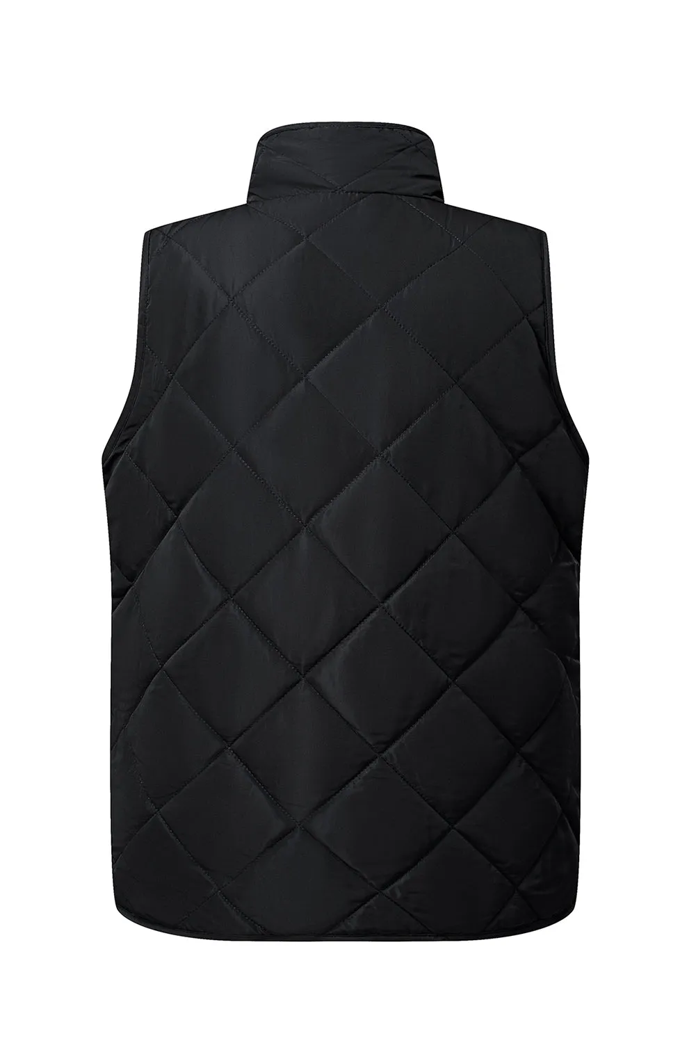 Black Fleece Lined Quilted Zip up Vest Coat