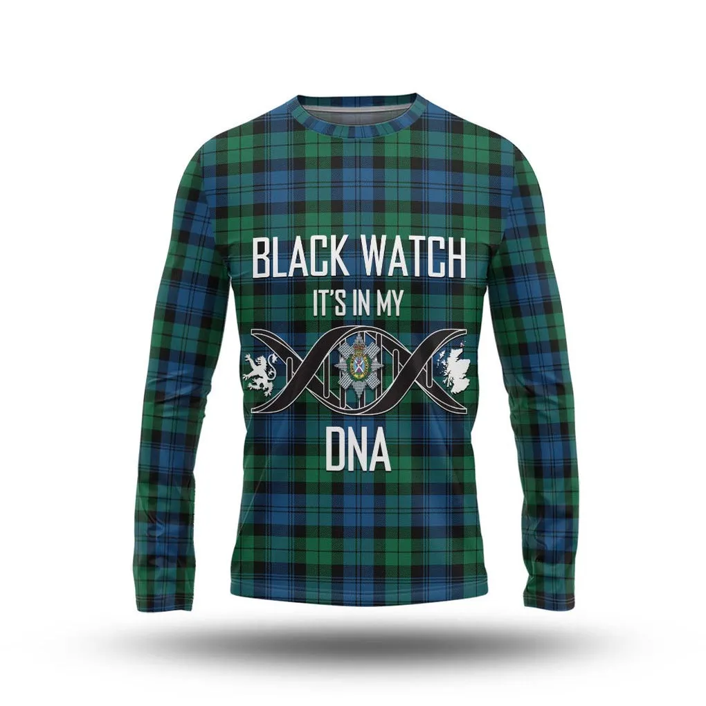 Black Watch Ancient Tartan Long Sleeve T-Shirt with Family Crest DNA In Me Style