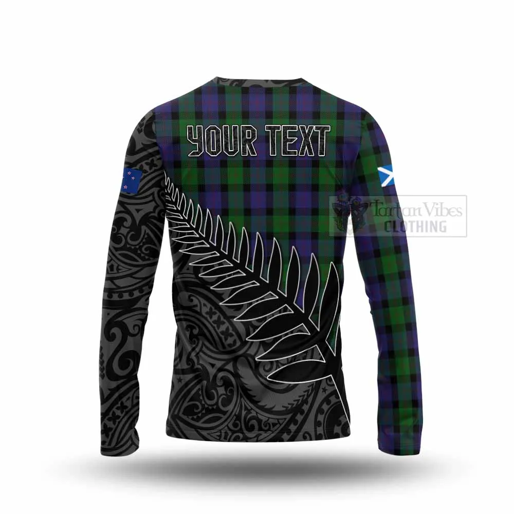 Blair Crest Tartan Long Sleeve T-Shirt with New Zealand Silver Fern Half Style