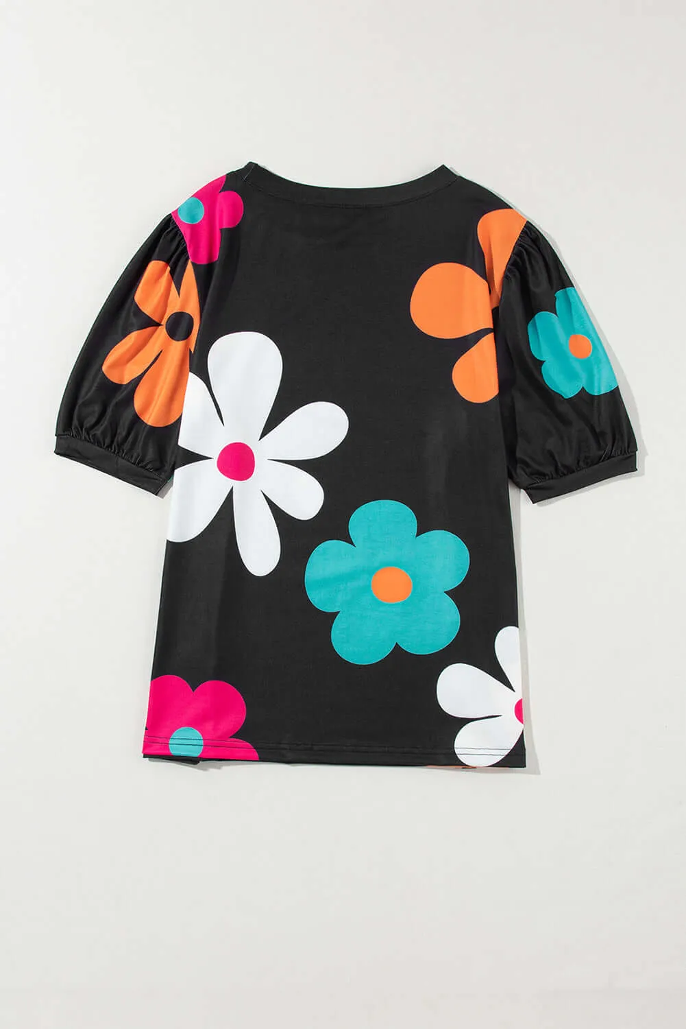 Blossom Breeze: Chic Floral Charm Bubble Sleeve Tops