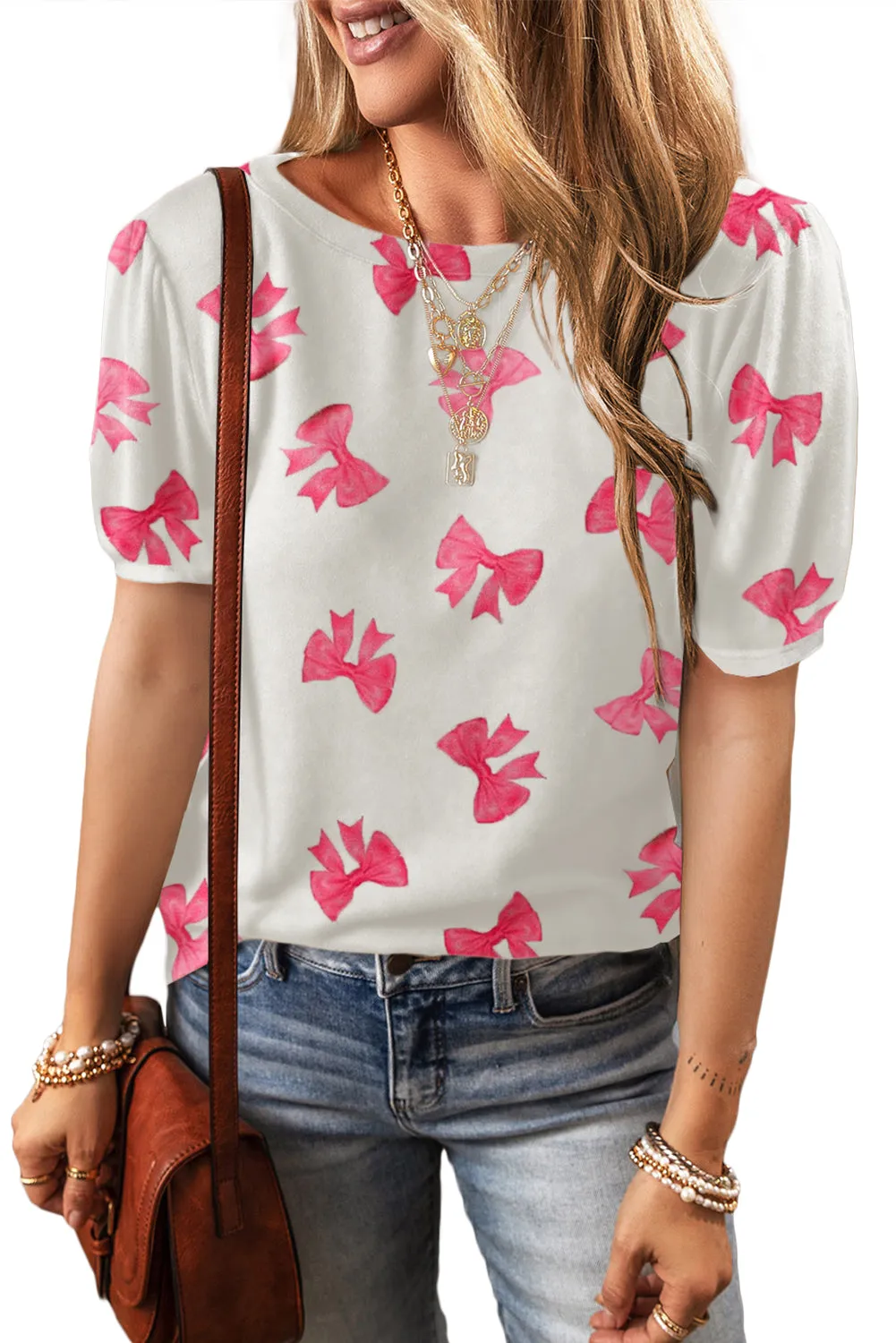 Blossom Breeze: Chic Floral Charm Bubble Sleeve Tops