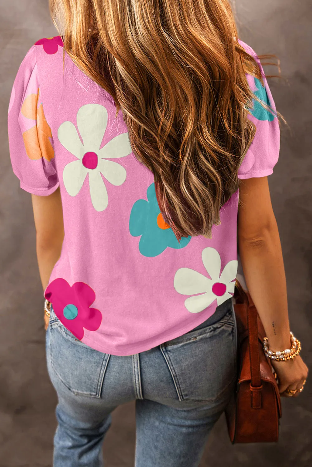 Blossom Breeze: Chic Floral Charm Bubble Sleeve Tops