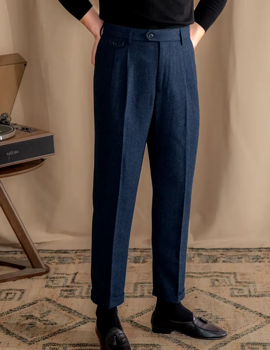 Blue Elegant Wool Gurkha Pants by Italian Vega® [Winter Edition]