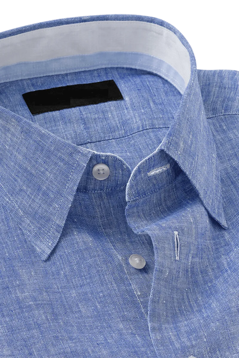 Blue Non-Iron Linen Dres Shirt