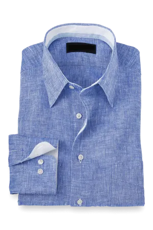 Blue Non-Iron Linen Dres Shirt