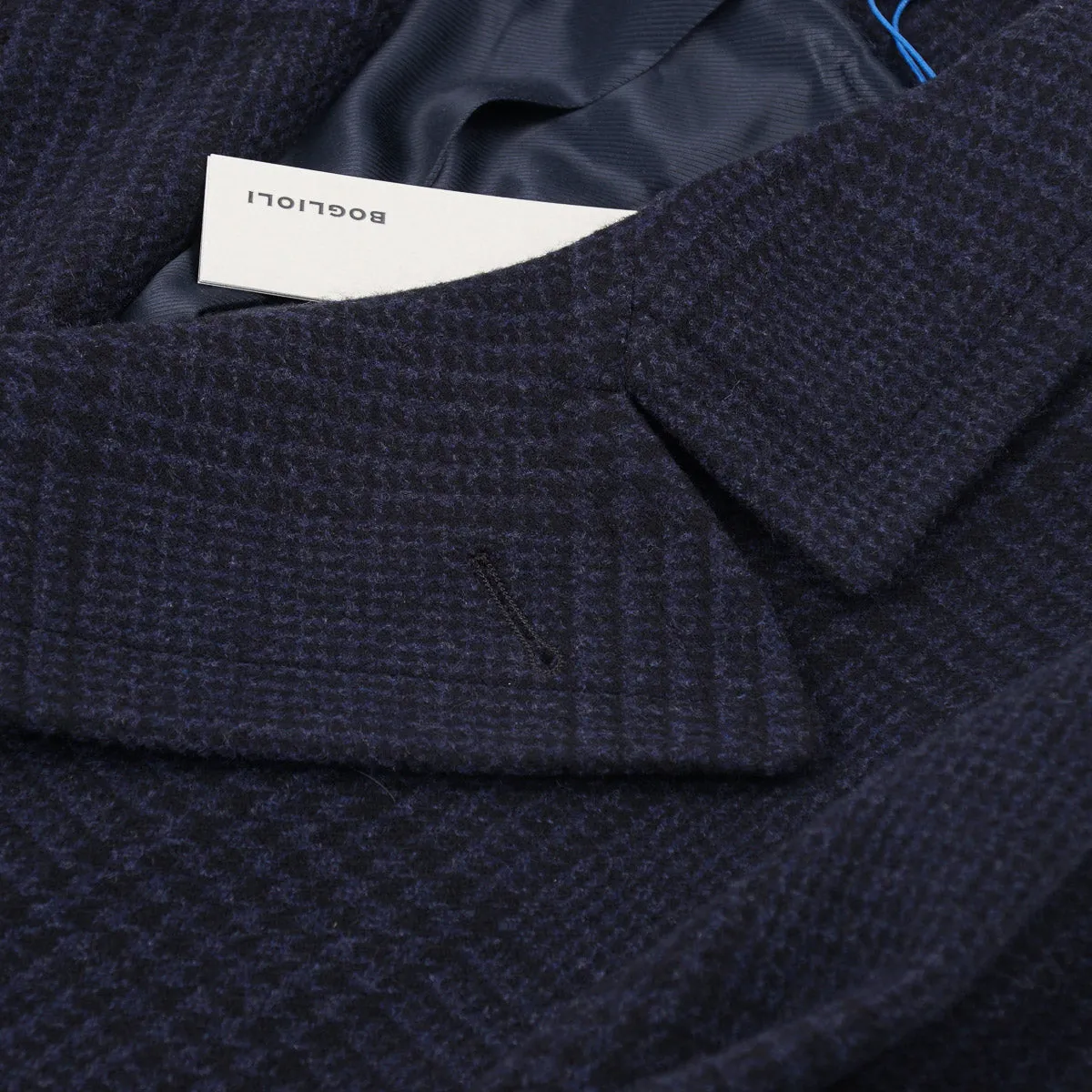 Boglioli Blue Check Wool-Cashmere Overcoat