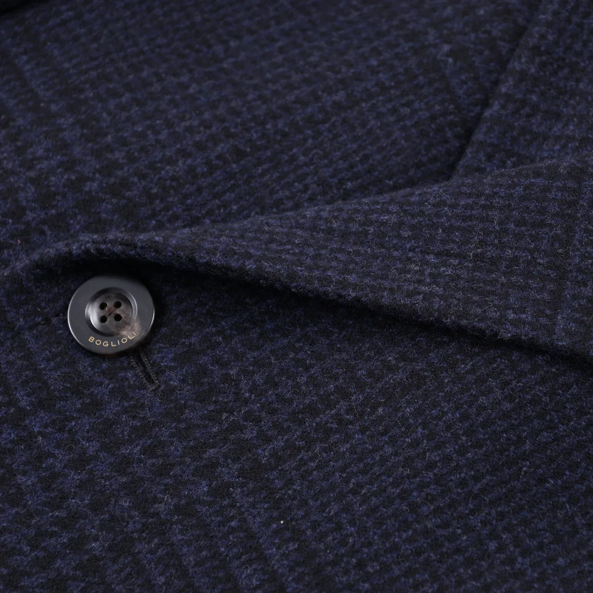 Boglioli Blue Check Wool-Cashmere Overcoat