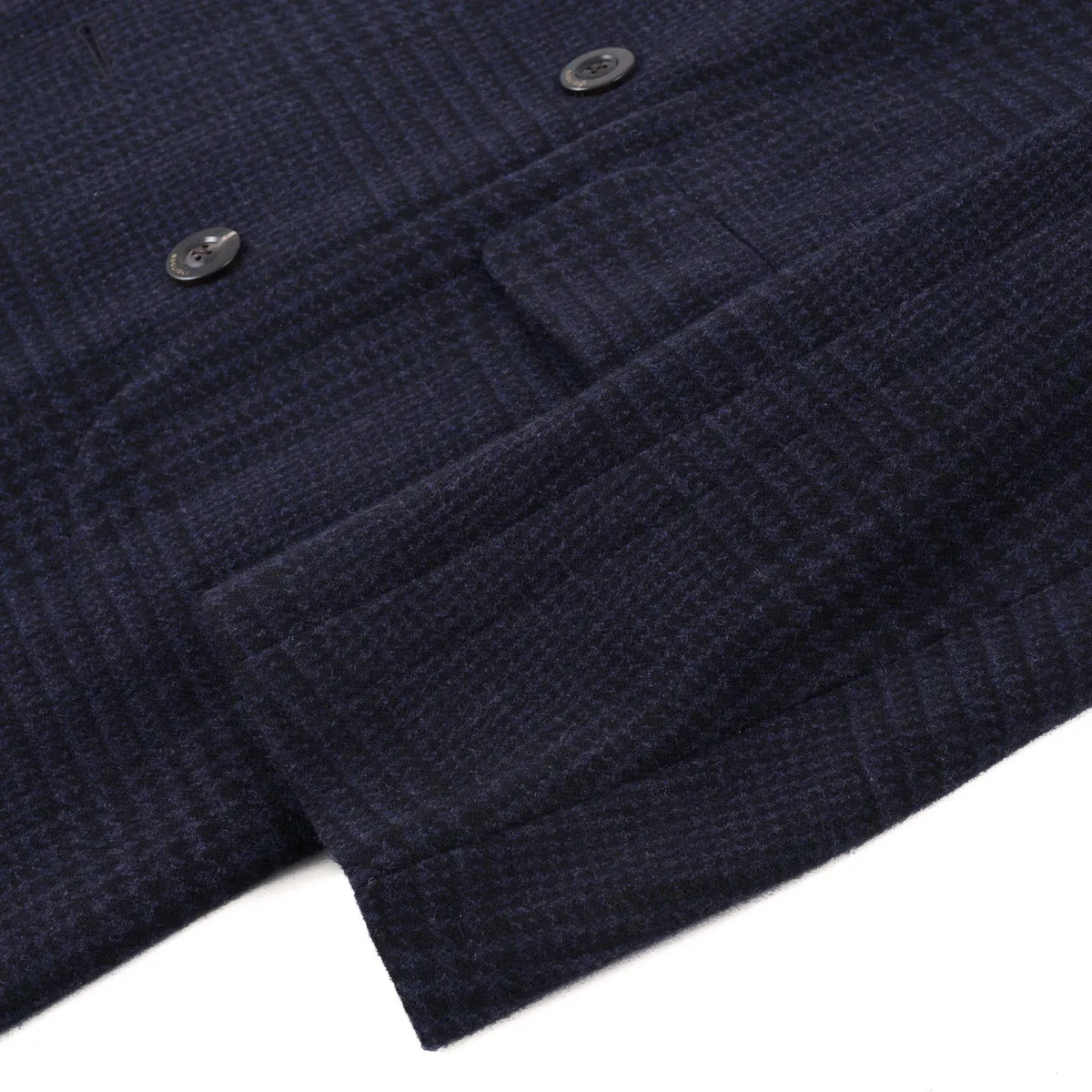 Boglioli Blue Check Wool-Cashmere Overcoat