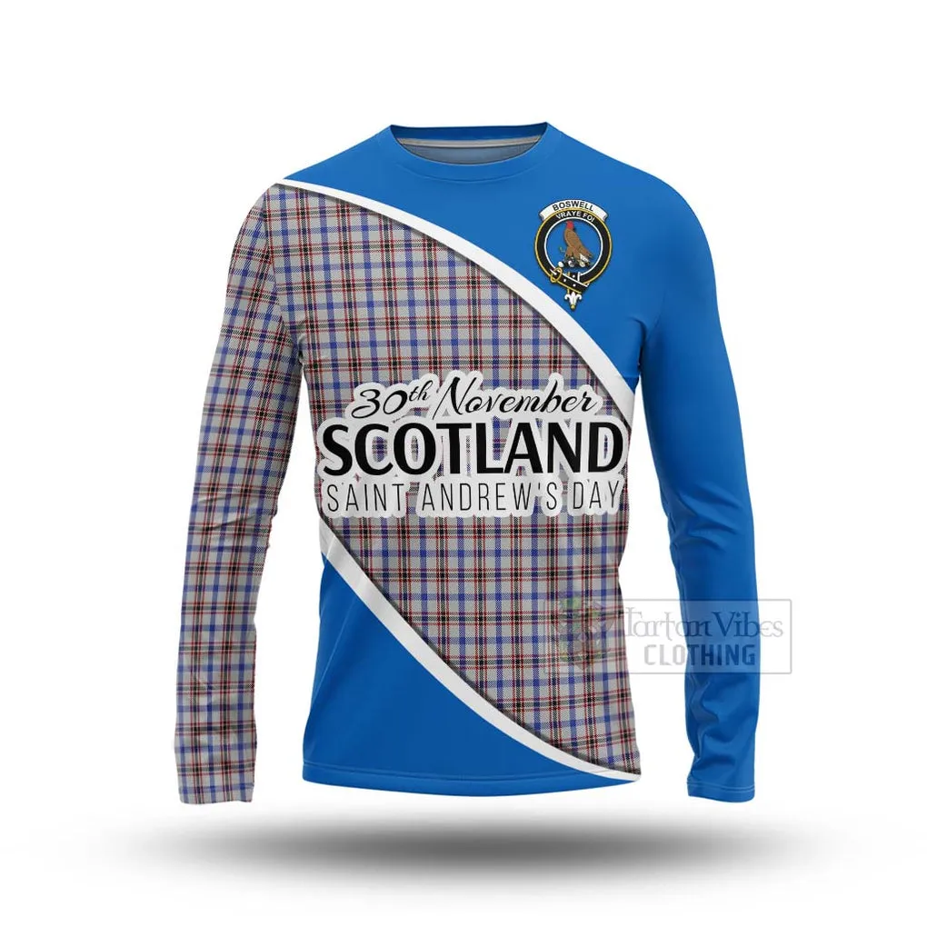 Boswell Family Crest Tartan Long Sleeve T-Shirt Celebrate Saint Andrew's Day in Style