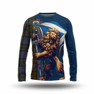 Bowie Tartan Family Crest Long Sleeve T-Shirt with Scottish Majestic Lion