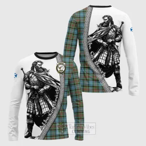 Brisbane Tartan Clan Crest Long Sleeve T-Shirt with Highlander Warrior Celtic Style