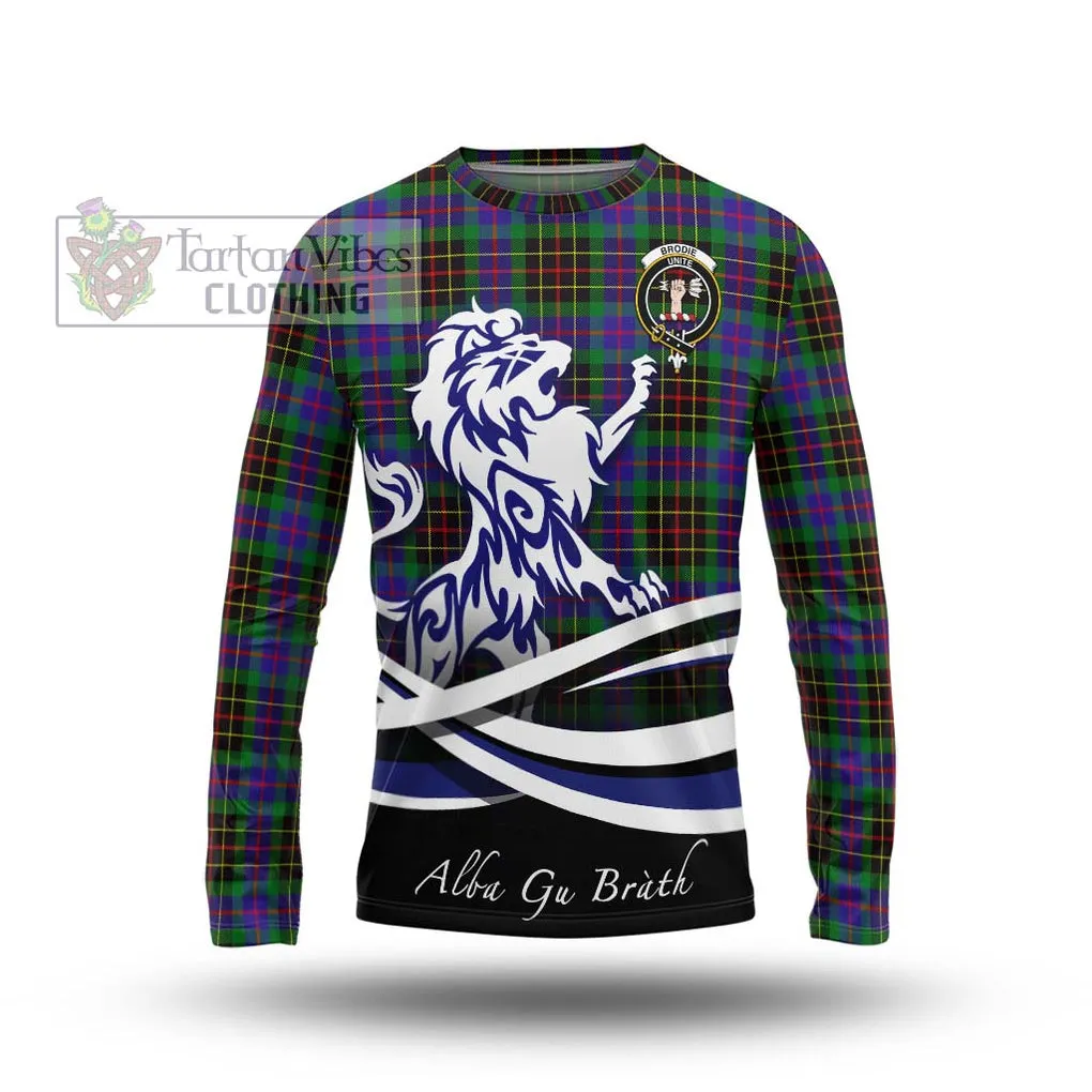 Brodie Hunting Modern Tartan Long Sleeve T-Shirt with Alba Gu Brath Regal Lion Emblem