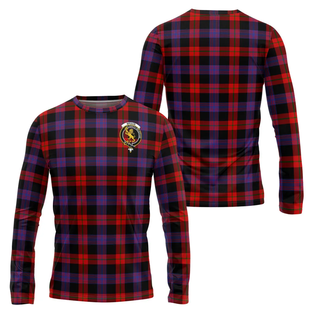 Broun Modern Tartan Long Sleeve T-Shirt with Family Crest