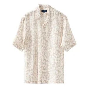 Brown Big Floral Linen Resort Shirt