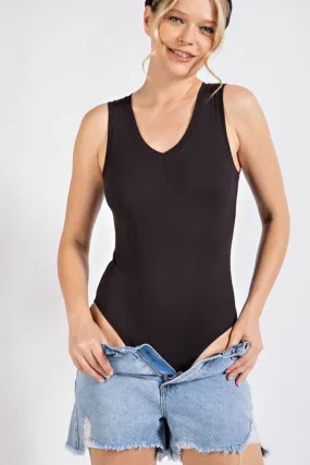 BUTTER V NECK SLEEVELESS BODYSUIT