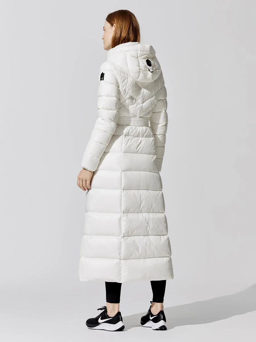 Calina Belted Puffer Coat - Off White