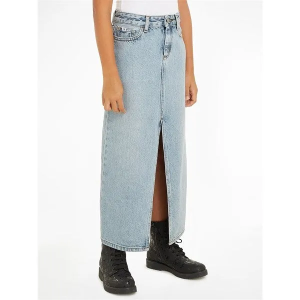 Calvin Klein Denim Maxi Skirt Powder Blue