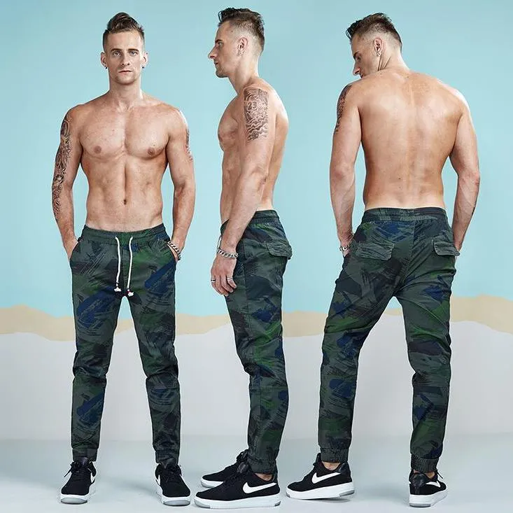 Camouflage Cotton Twill Tapered Jogger Pants