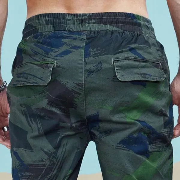 Camouflage Cotton Twill Tapered Jogger Pants