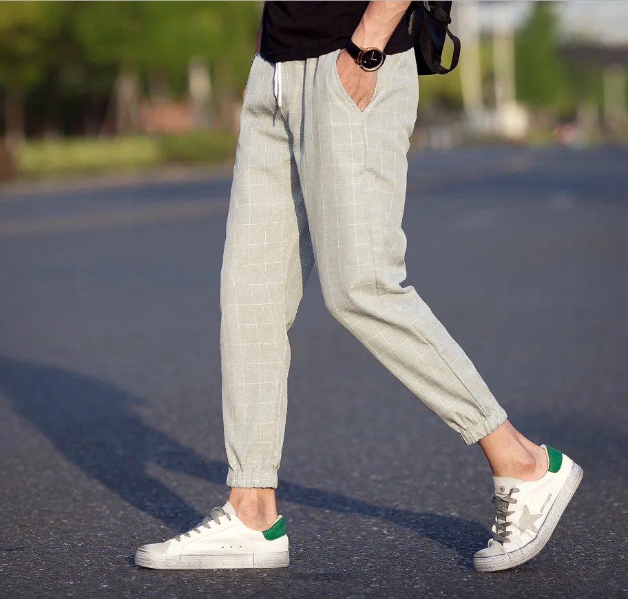 Casual Ankle-Length Plaid Pants Men Trousers Hip Hop Jogger Pants Men Sweatpants Streetwear Men Pants Trousers