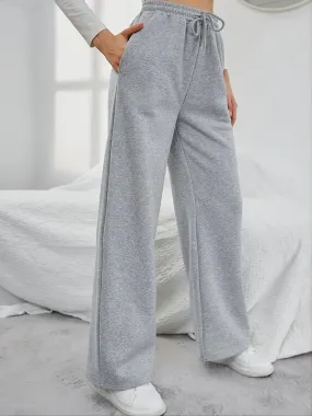 Casual Loose Long Solid Drawstring Fashion Slant Pocket Sweatpants