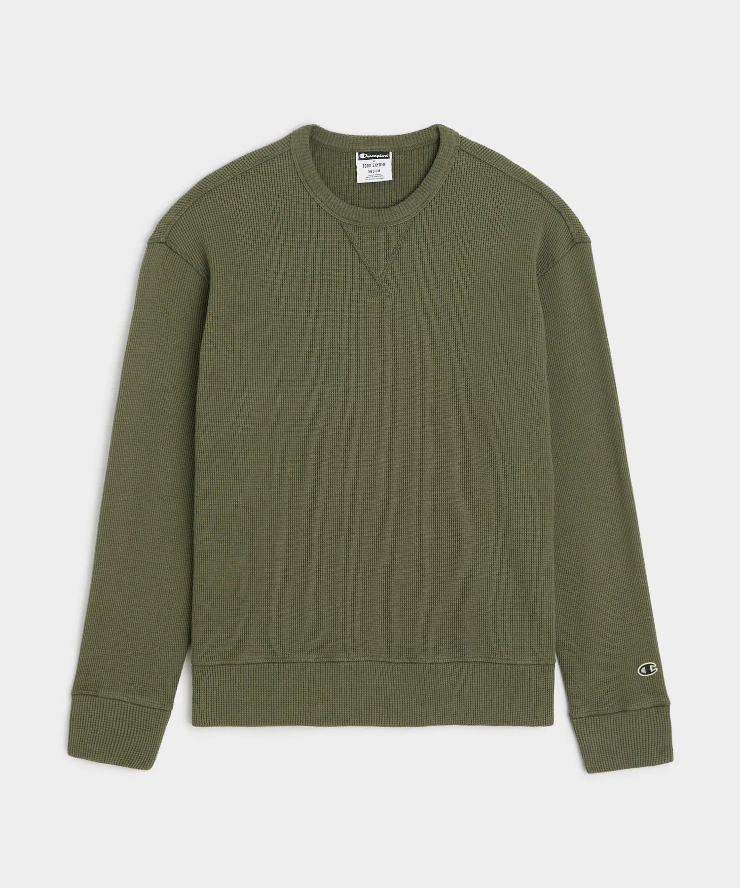 Champion Oversized Waffle Crewneck in Olive