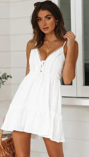 Chyna Cotton Blend Eyelet Halter Babydoll Dress