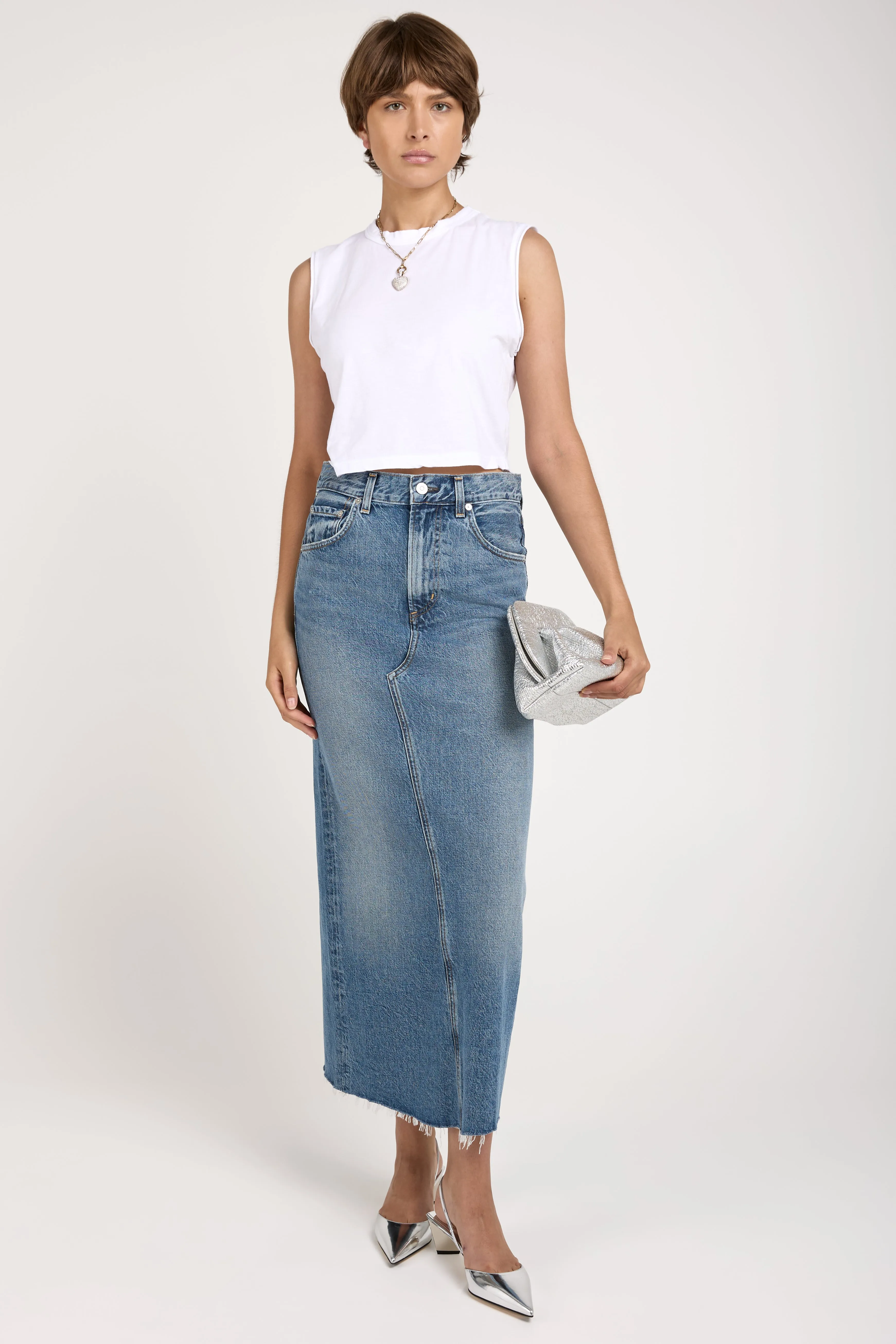 Circolo Reworked Maxi Skirt in Glisten