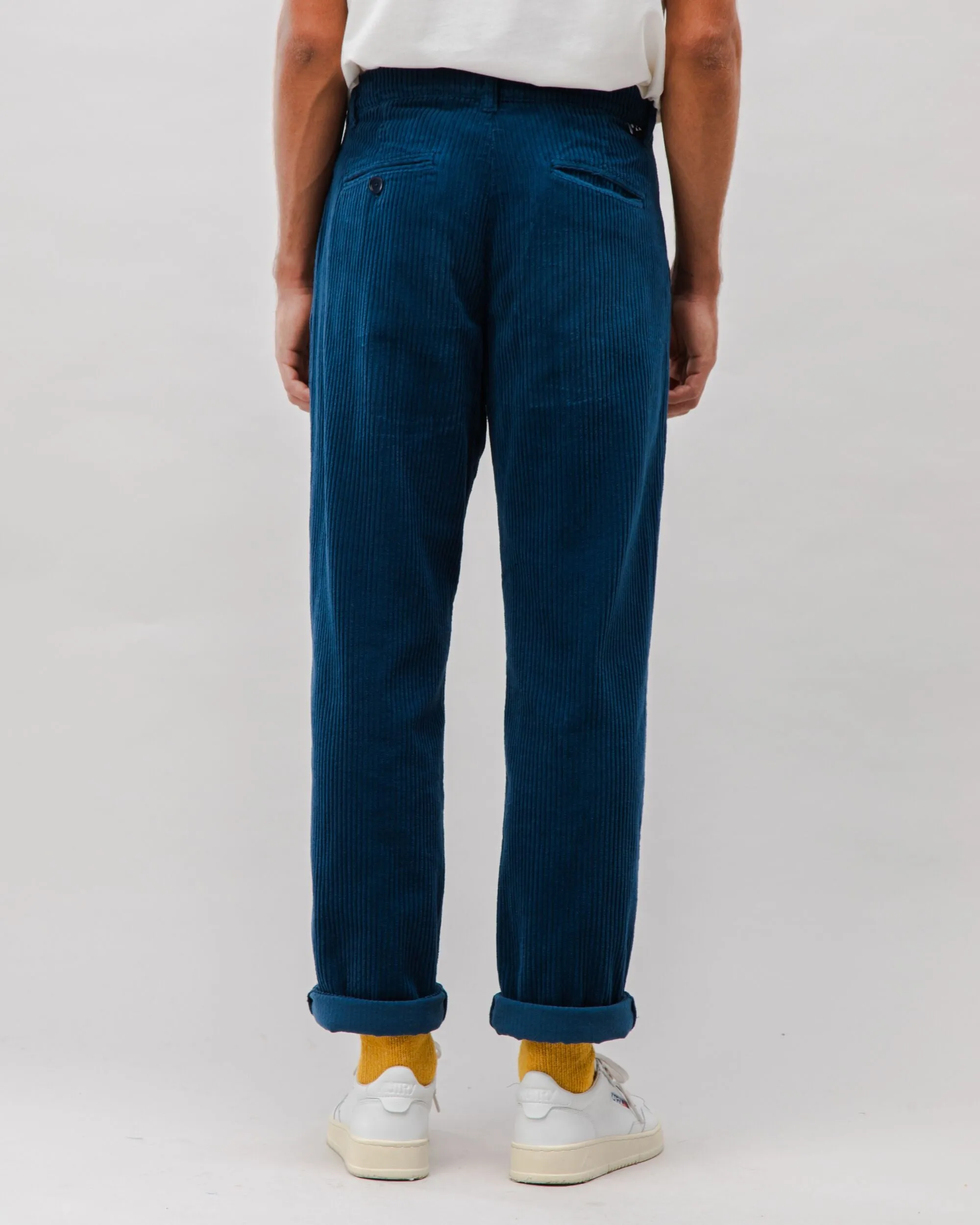 Corduroy Pleated Chino Pants Indigo