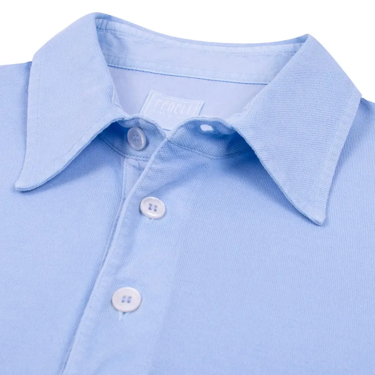 Cotton Piqué Polo Shirt Light Blue