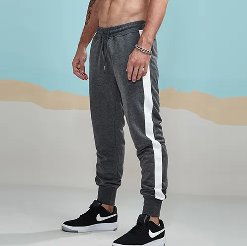 Cotton Striped Patchwork Jogger Pants