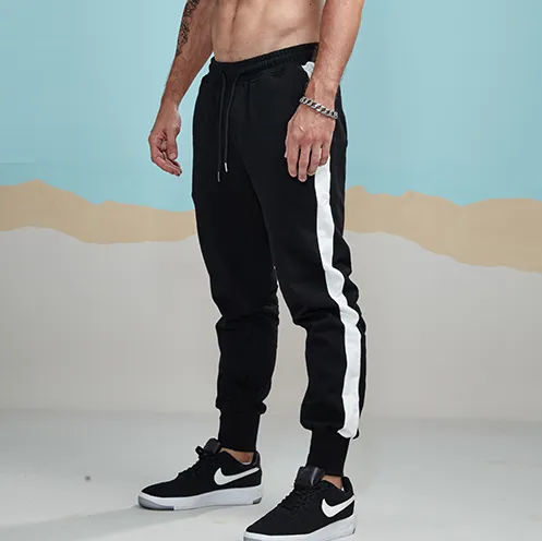 Cotton Striped Patchwork Jogger Pants