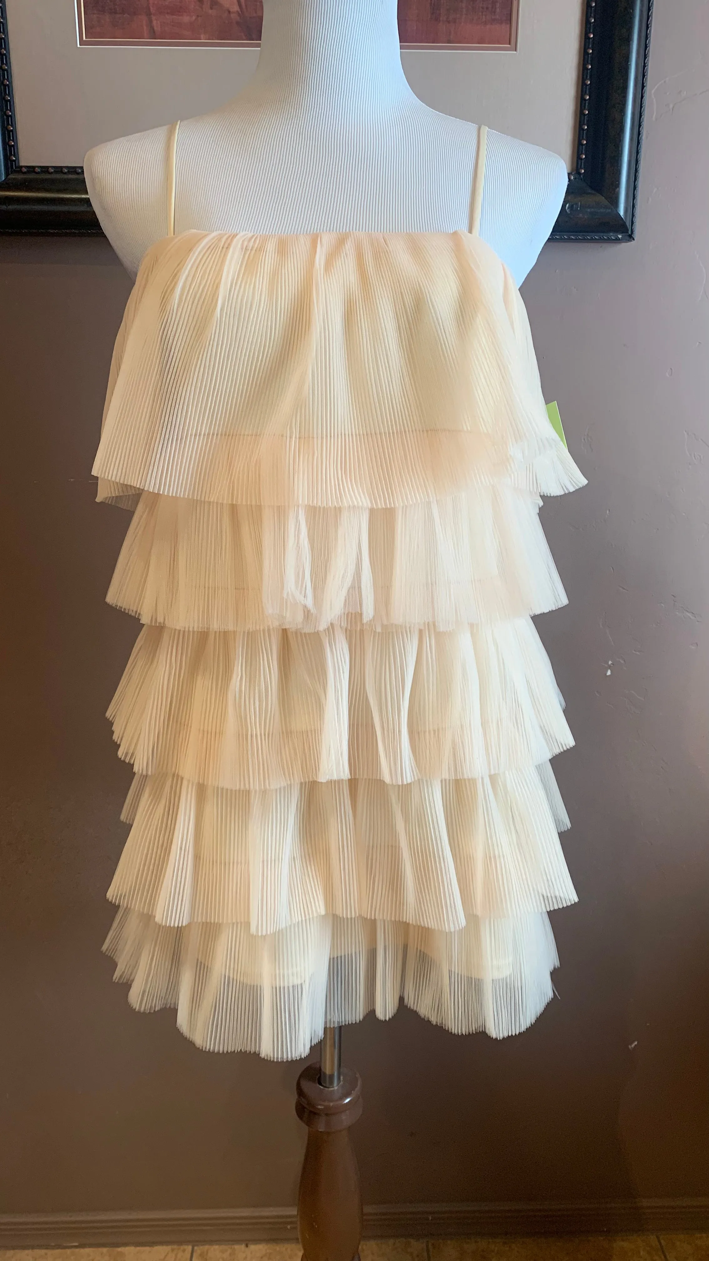 Cream Baby Doll Tiered Ruffle Mini Dress