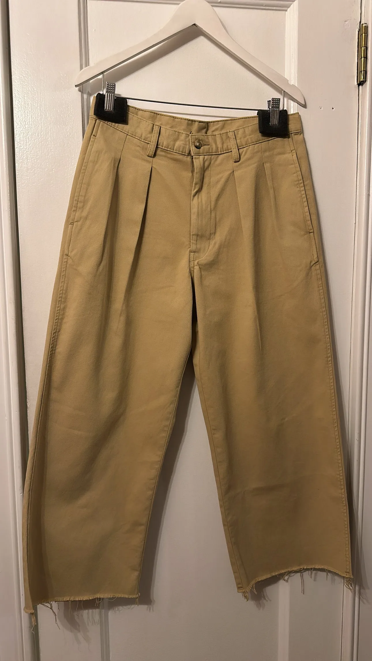 Cropped Double Pleat Wide Leg Chino