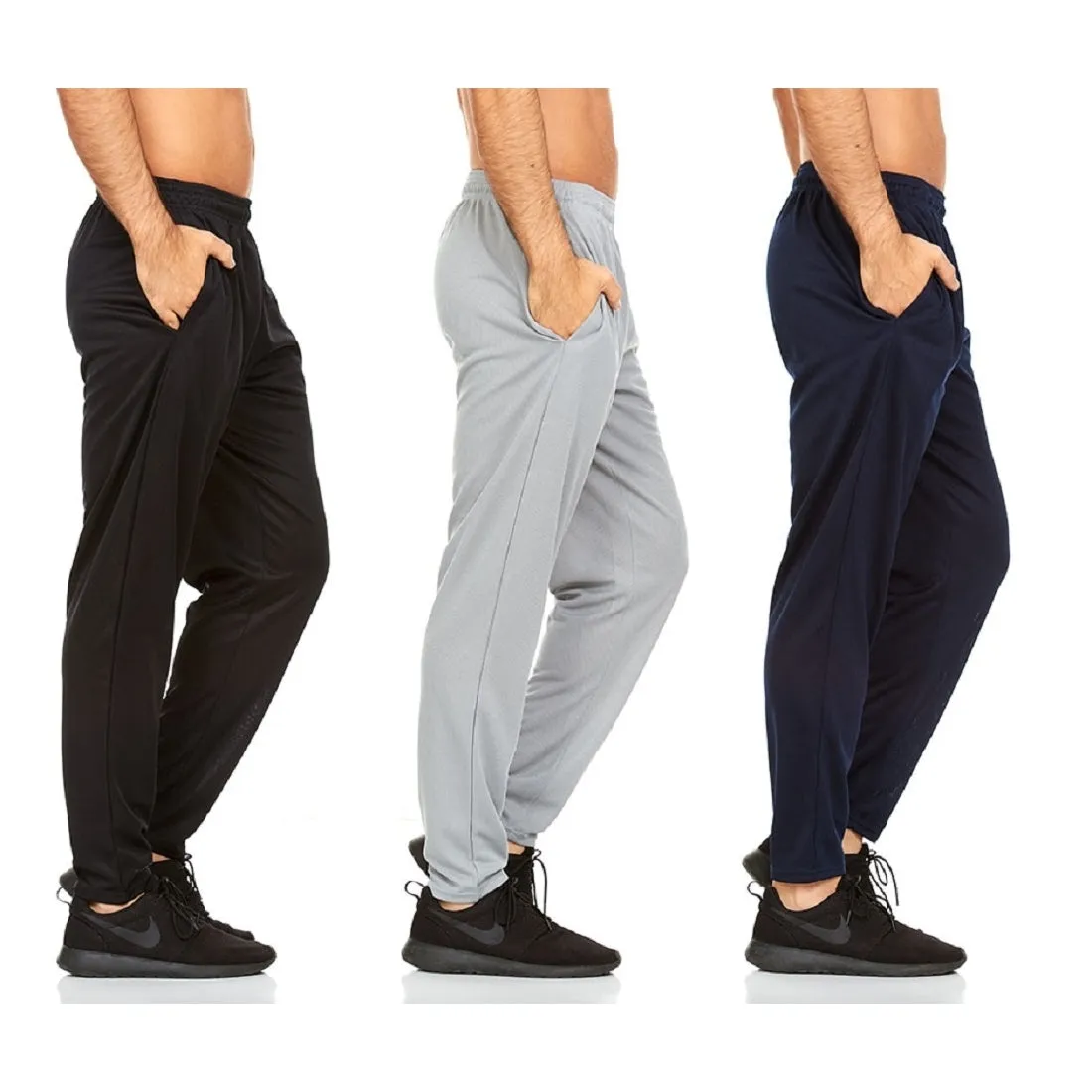 DARESAY Mens Joggers Quick-Dry Athletic Pants 3-Pack Elastic Waist with Pockets