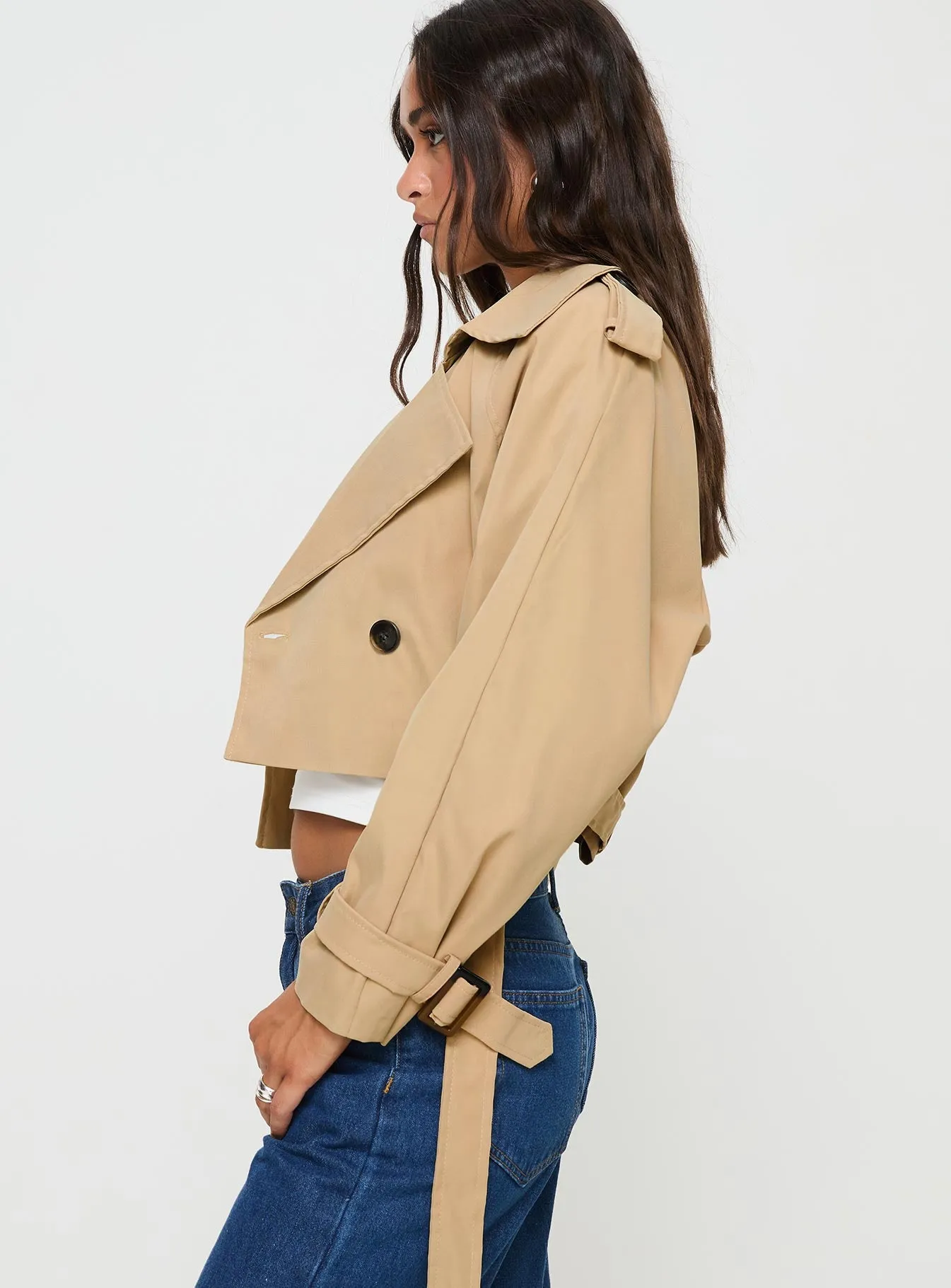 Darlington Cropped Trench Coat Beige