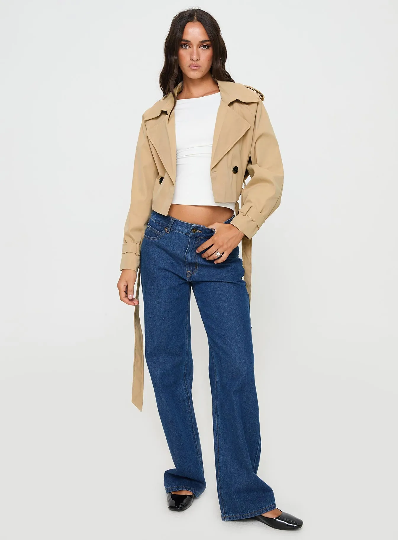 Darlington Cropped Trench Coat Beige