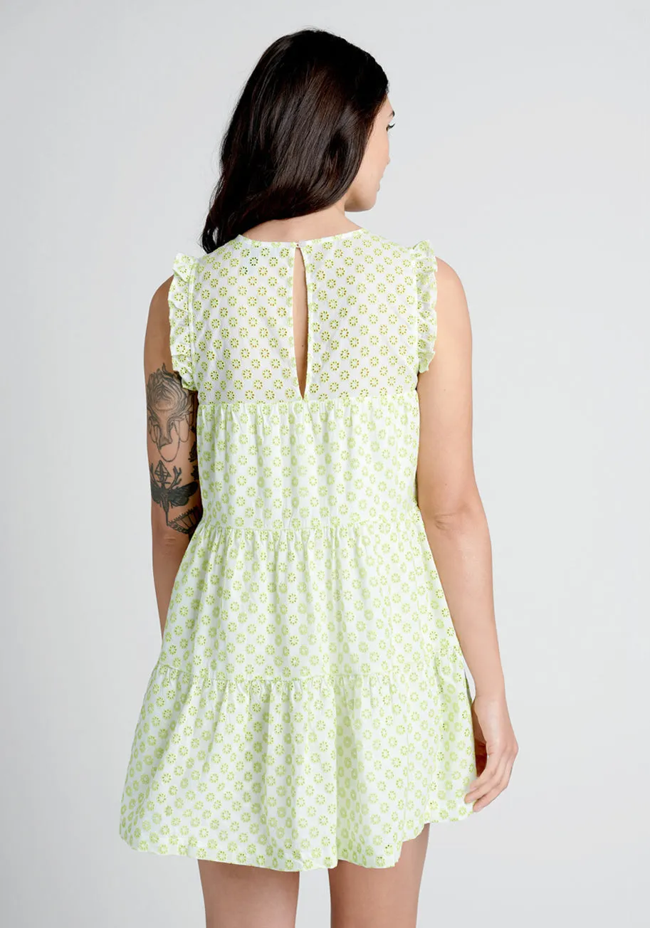 Day Tripping in Eyelet Flower Fields Trapeze Dress