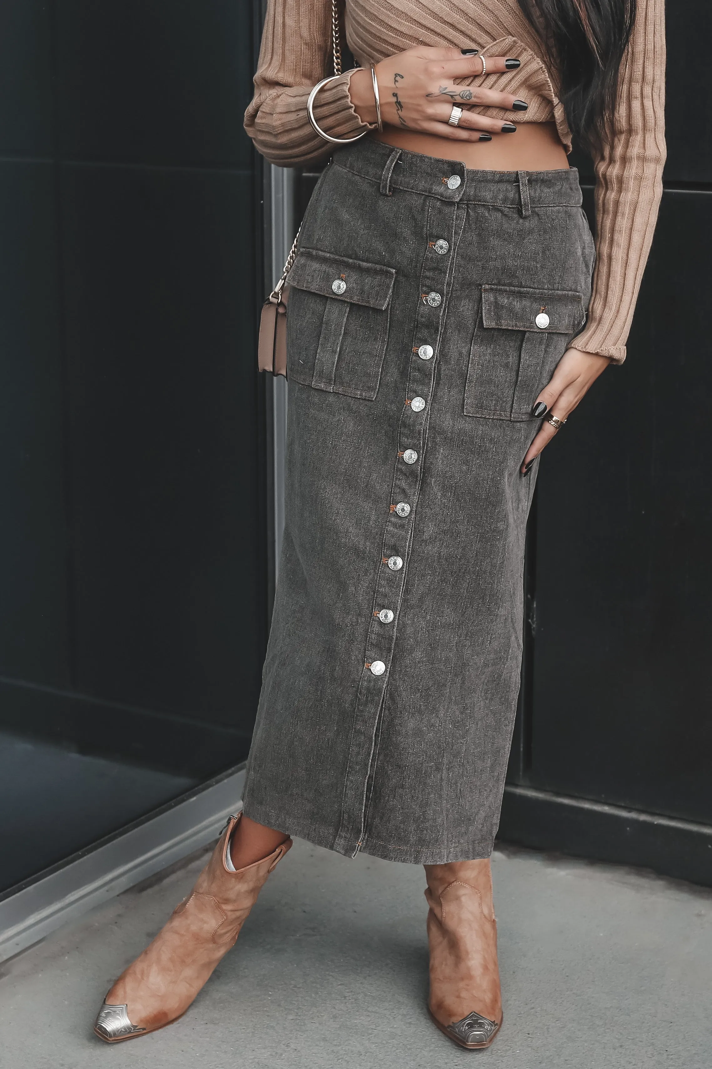 DEAL Wearing This All The Time Button Up Maxi Skirt