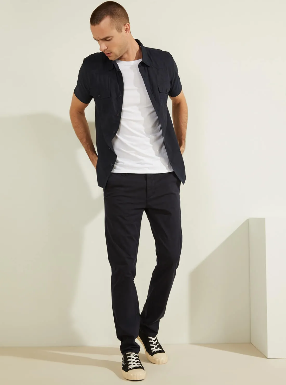 Deep Navy Slim Fit Lonita Twill Chino Pants