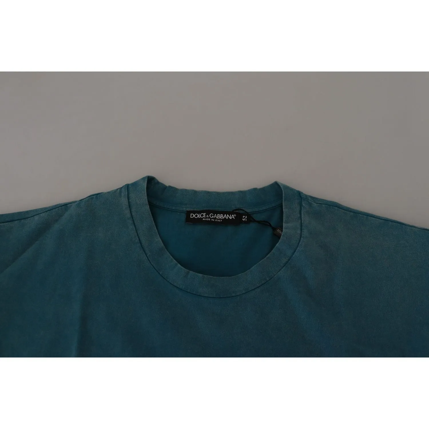 Dolce & Gabbana Elegant Crew Neck Cotton Tee in Blue