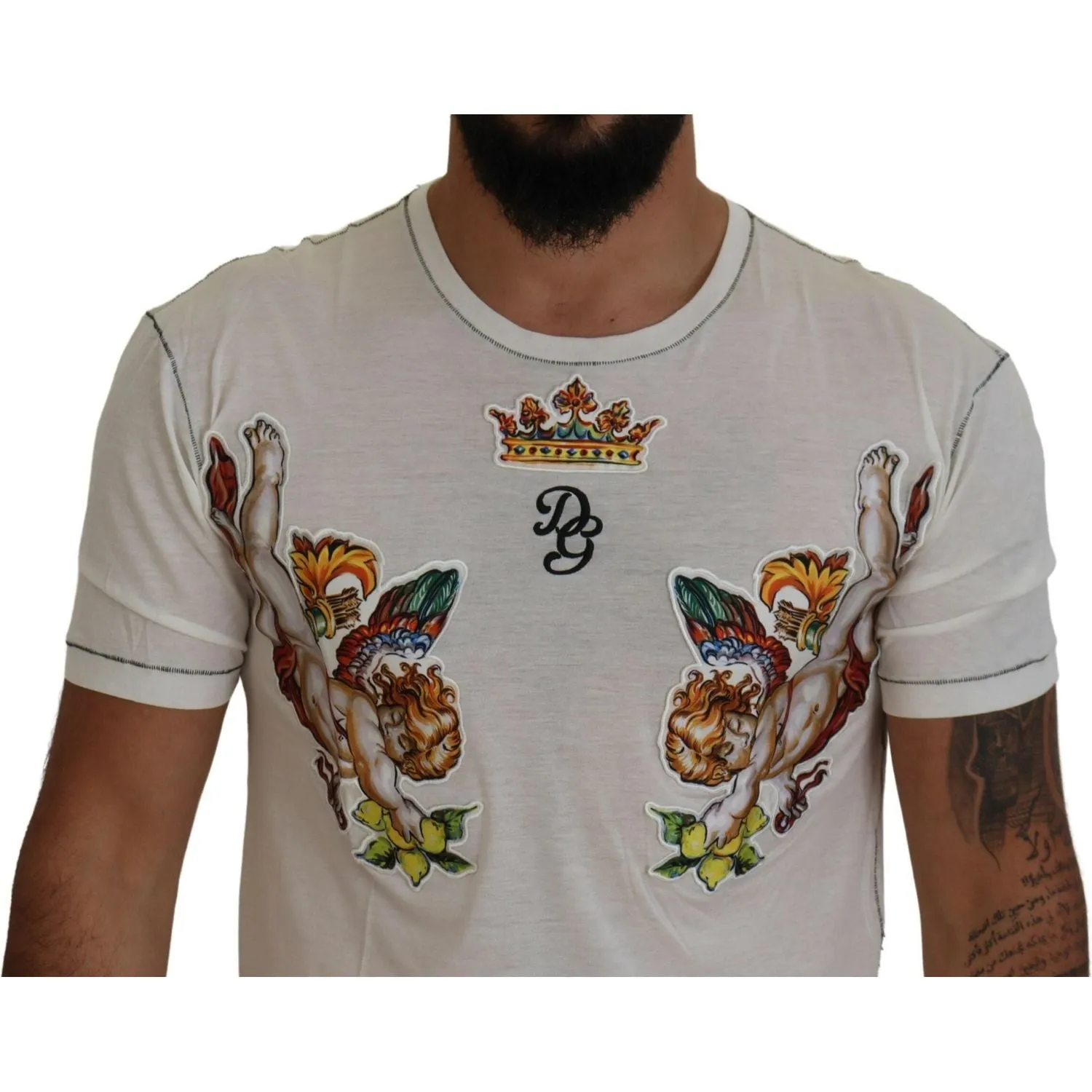 Dolce & Gabbana Elegant White Cotton-Silk Blend Tee