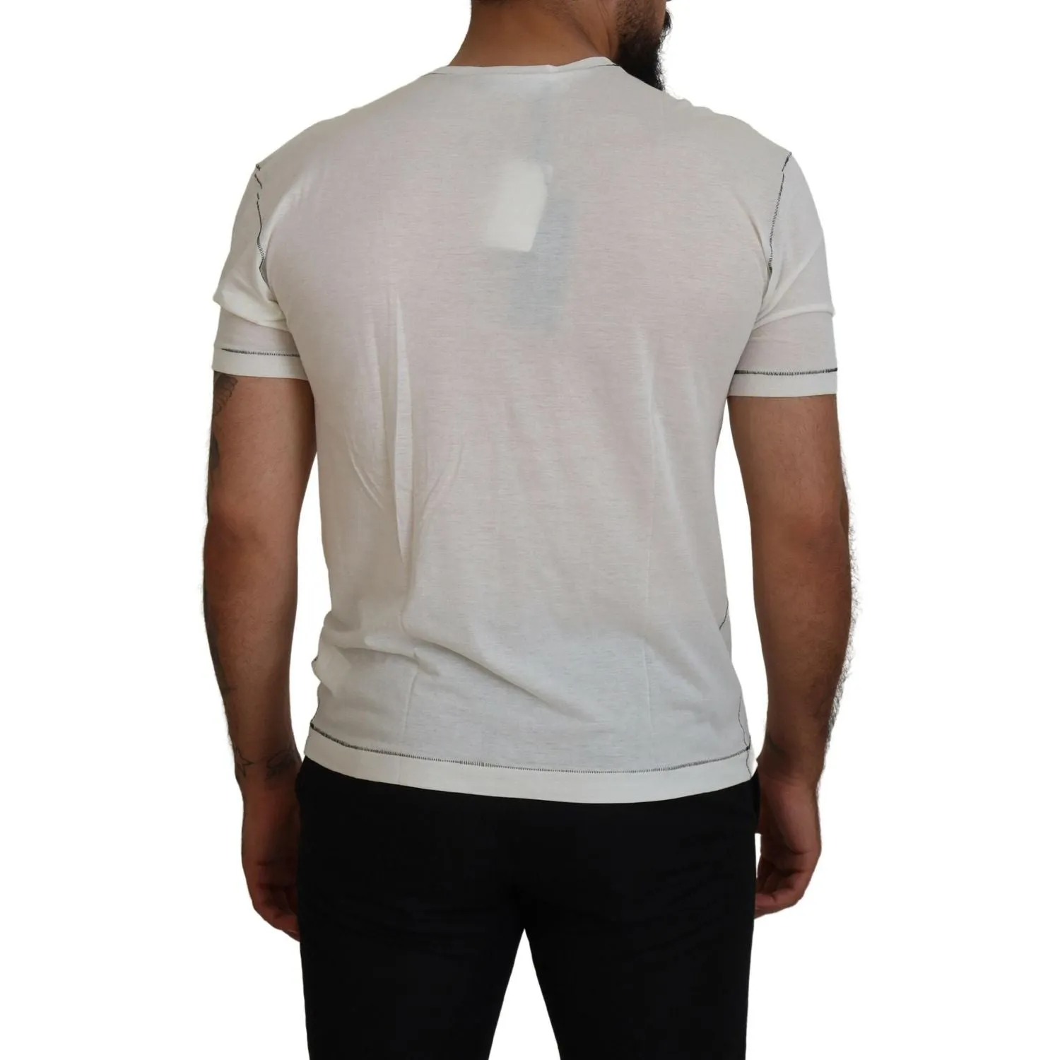 Dolce & Gabbana Elegant White Cotton-Silk Blend Tee