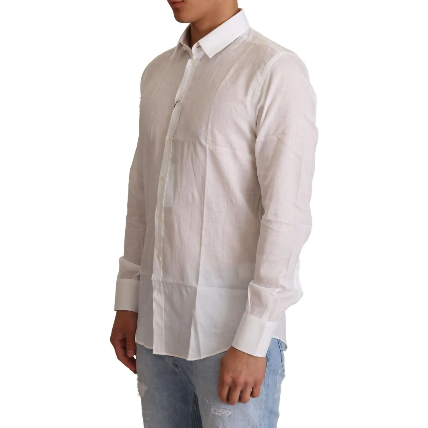 Dolce & Gabbana Elegant White Slim Fit Martini Dress Shirt