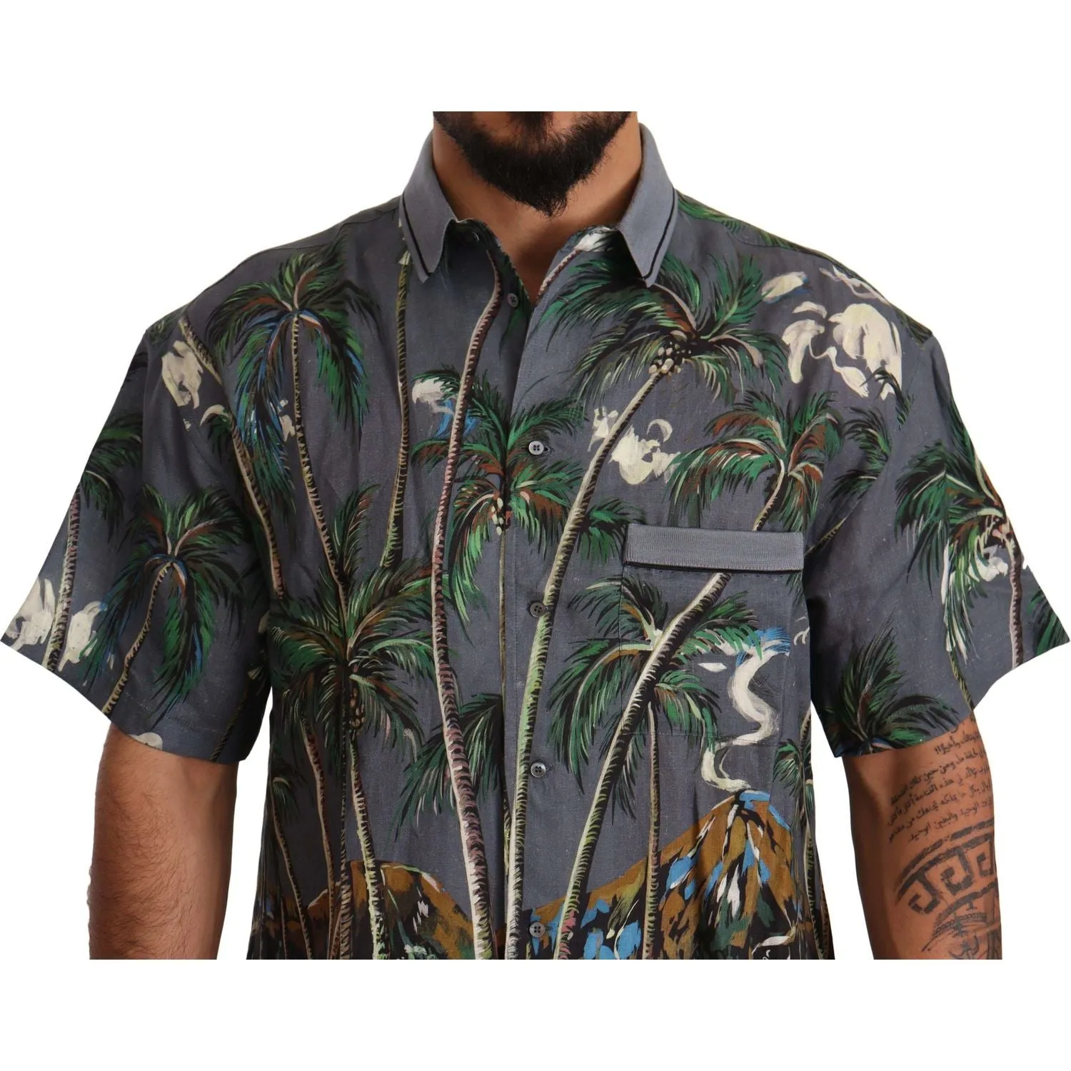 Dolce & Gabbana Tropical Elegance Linen Silk Men's Shirt