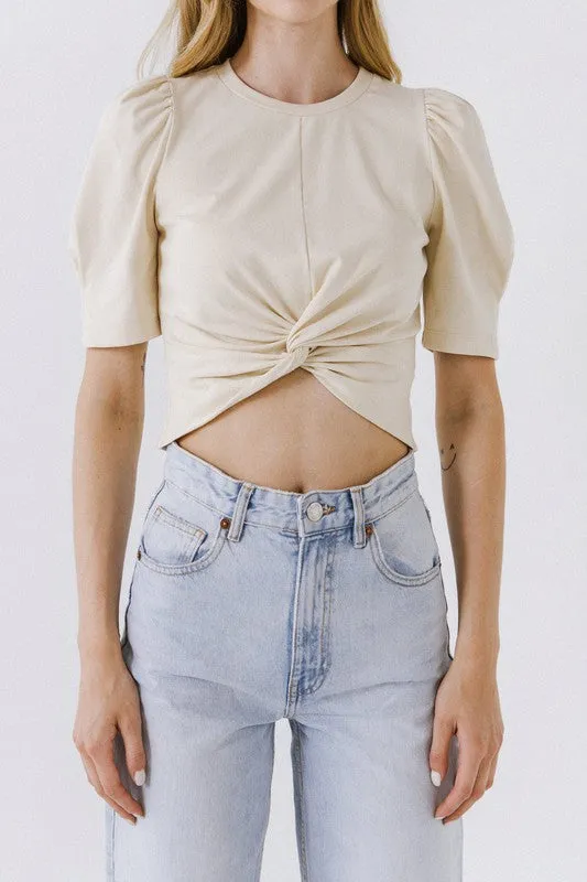 Dua Twist Detail Cropped Knit Top